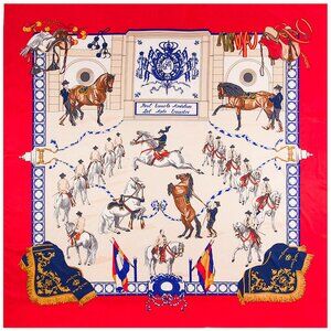 French court-style tassel horse-patterned decorative large square scarf #101